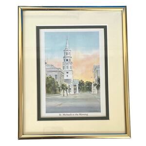 Charleston Collections “St. Michael’s In the Morning” Framed Matted Painting Art